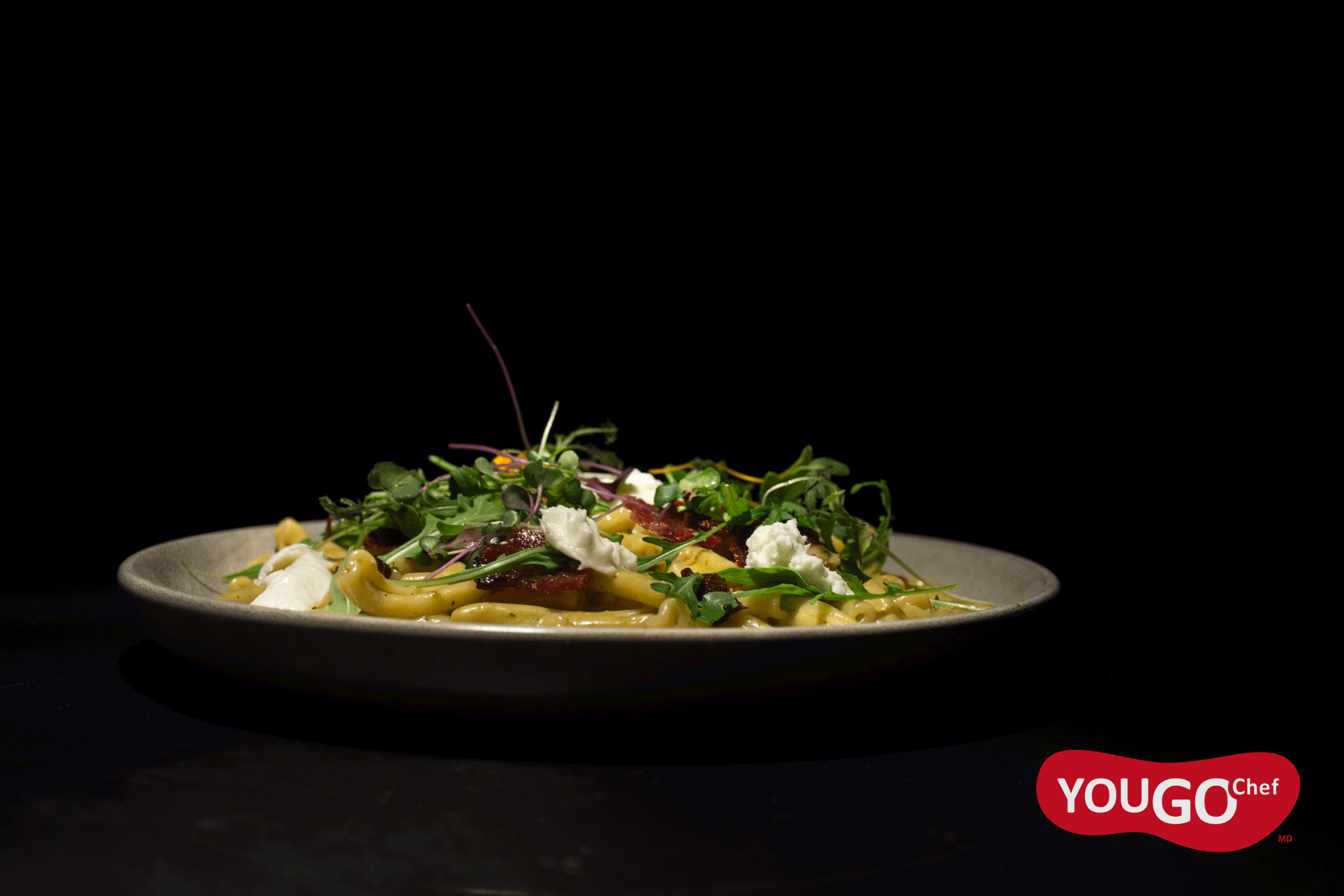 Casarecce cream sauce with prosciutto and mozza di buffala
