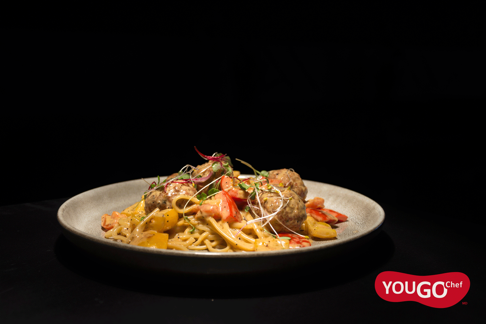 Linguine aux boulettes fumées sauce crème safran