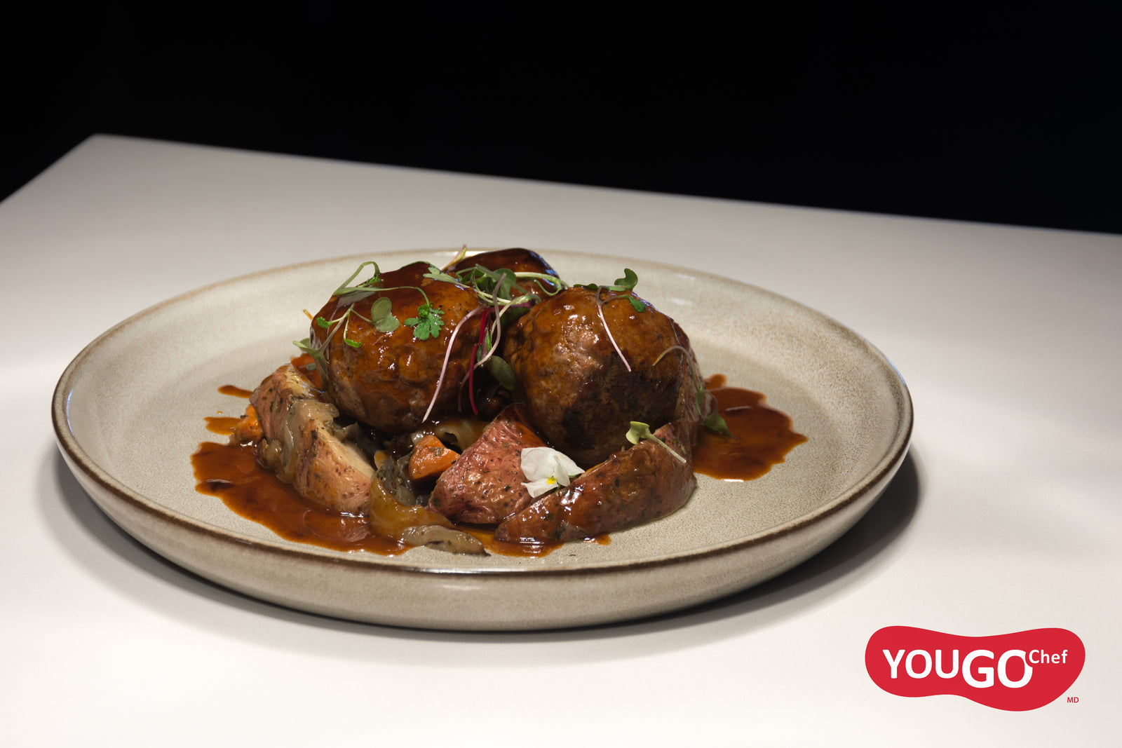 Boulette de viandes à l'orange et légumes à la grecque