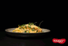 Salmon steak and orzotto with paprika sauce