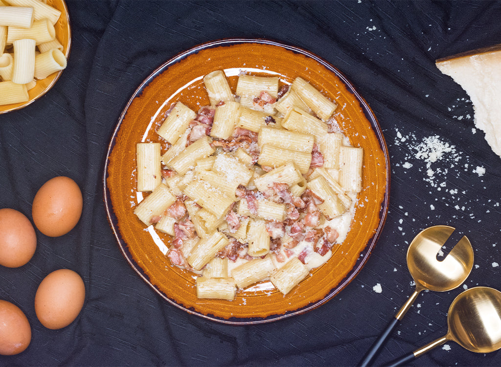 Rigatonis à la carbonara