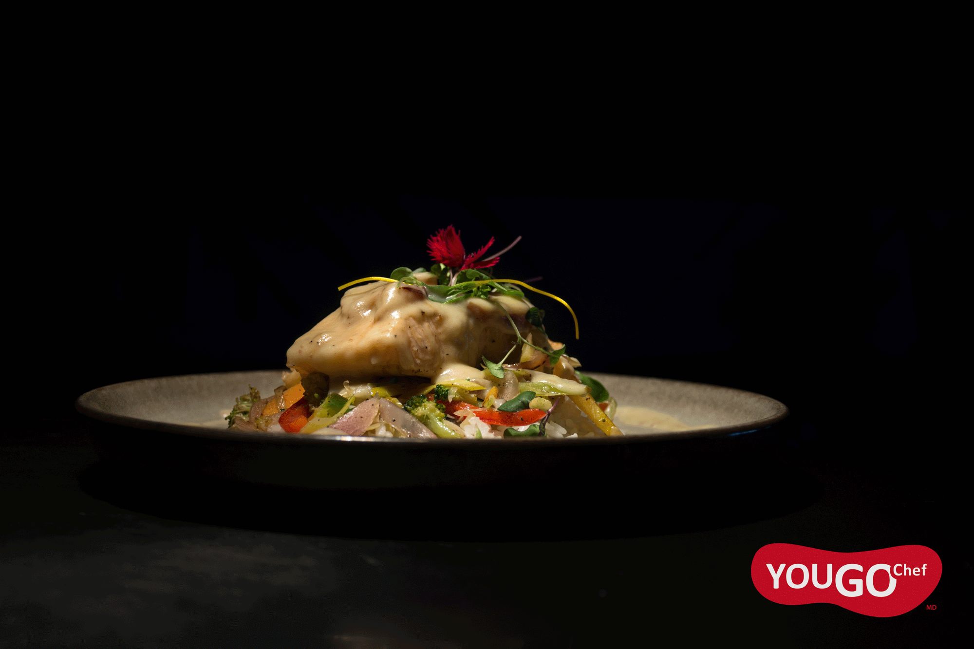 Pavé de saumon sauce crème érable et pomme